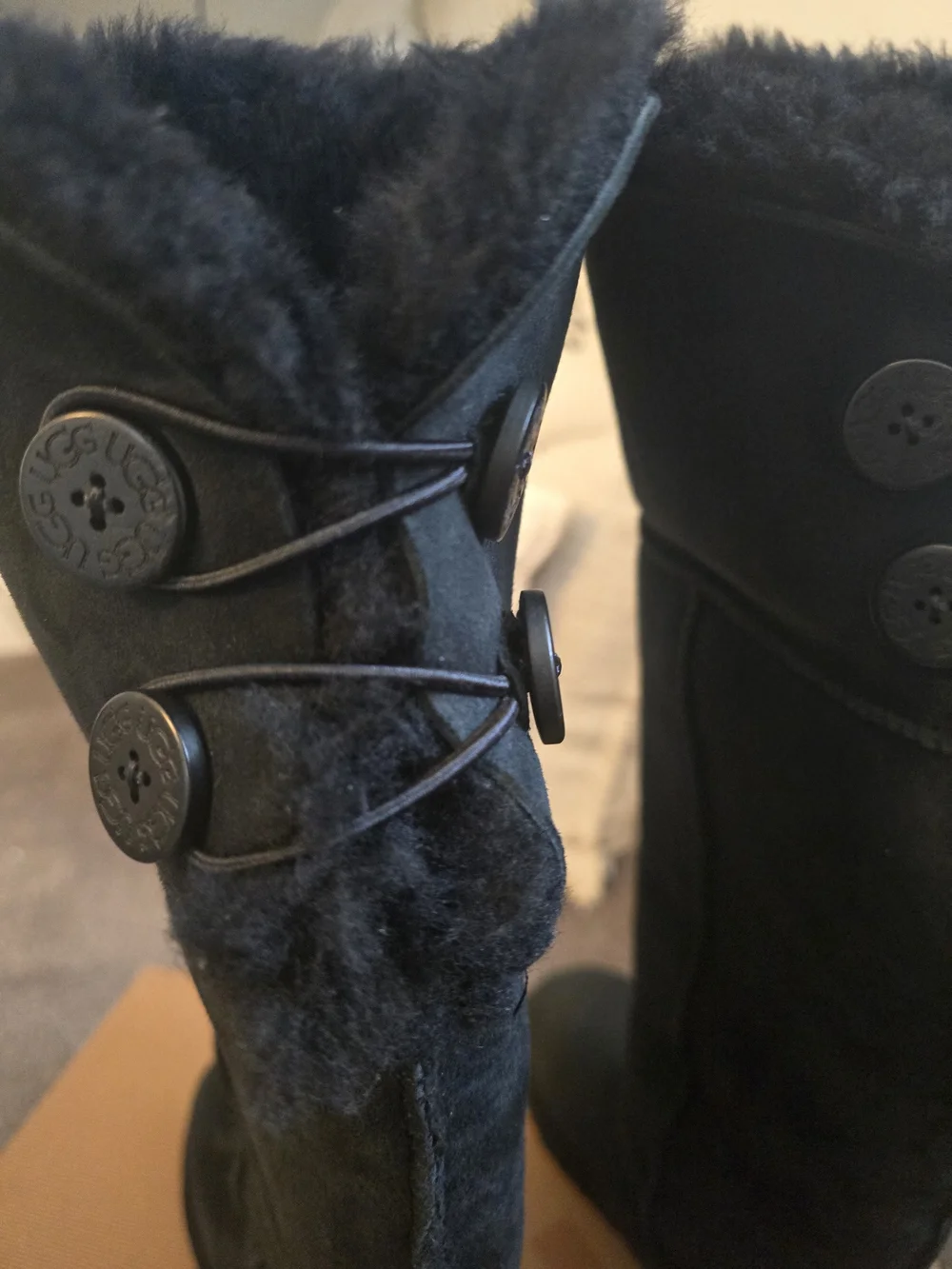 UGG Black Over-The-Knee Boots with Shearling Cuff